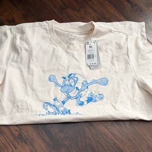 Adidas Cream Tee with Blue Logo